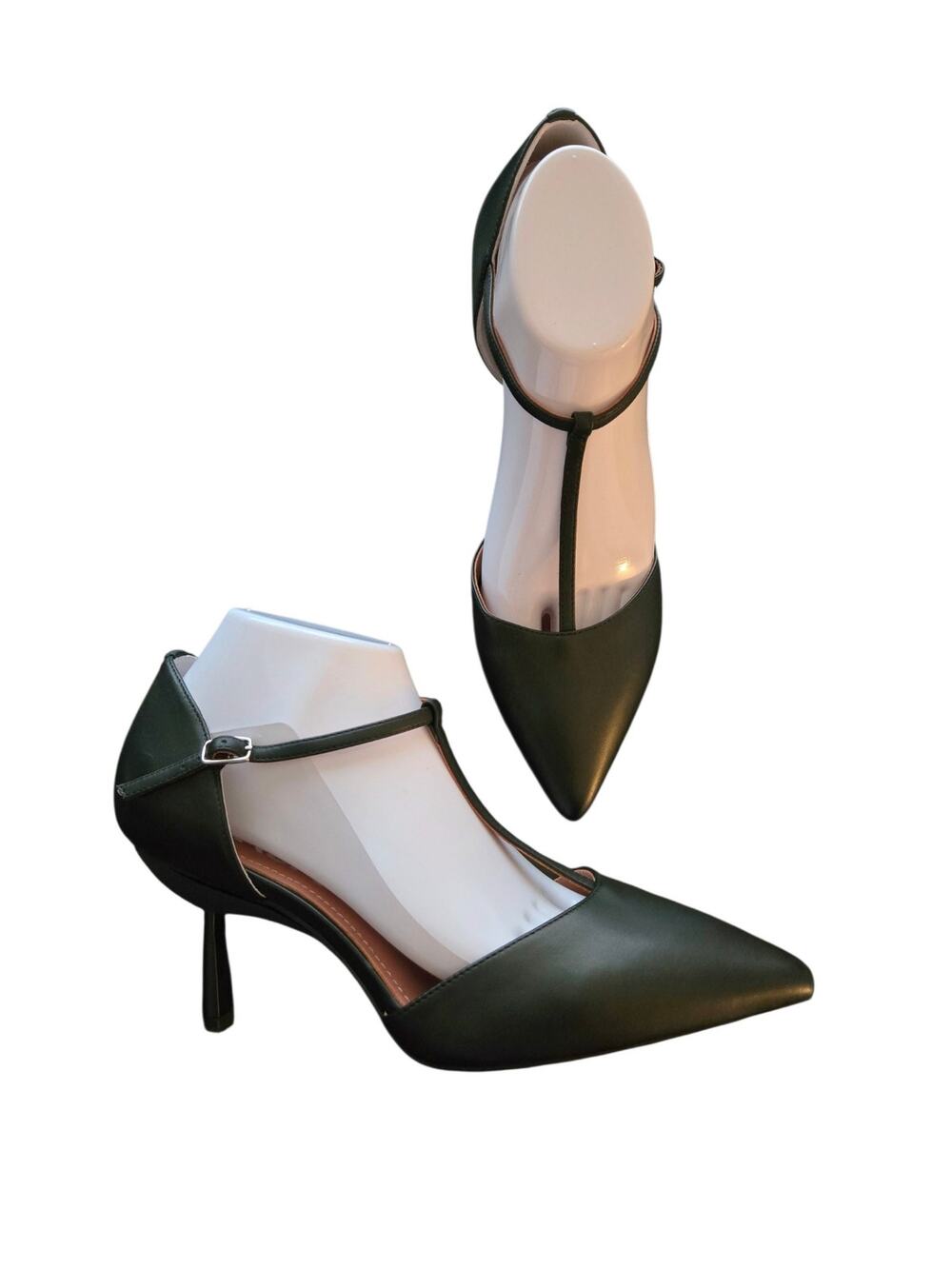 Contemporary Vice Versa Convertible Heels To Flats 10 Black T Strap Pointed Toe